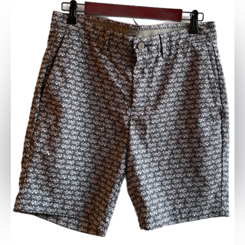 Original Penguin Black and White Patterned Men Shorts